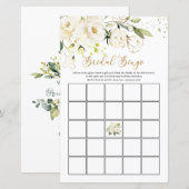 White Roses Foliage Bridal Bingo Game (Vorne/Hinten)