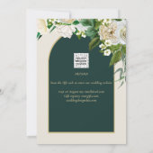 White Roses Forest Green Winter Wedding Rett Dates Einladung (Rückseite)