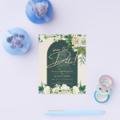 White Roses Forest Green Winter Wedding Rett Dates Flyer (Einzeln)