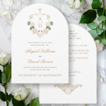 White Roses Frame Monogramme Katholische Hochzeit