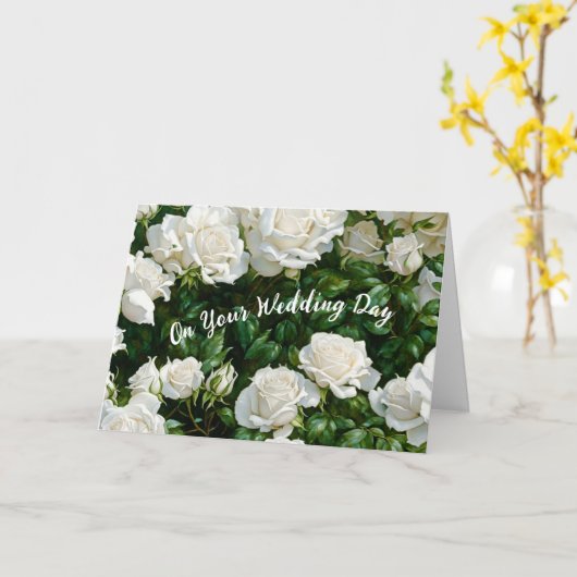 White Roses Garden Art Wedding Gratulation Karte (Gelbe Blume)