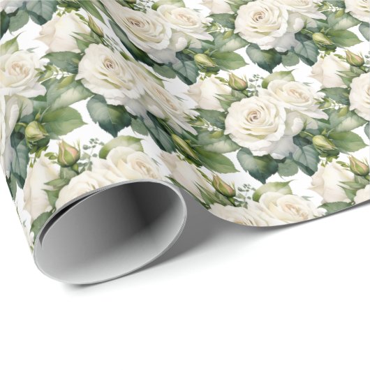 White Roses Geschenkpapier (Rolleneckpunkt)