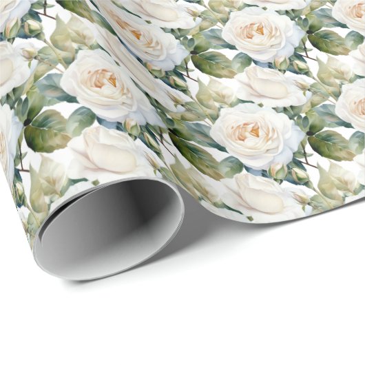 White Roses Geschenkpapier (Rolleneckpunkt)