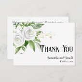 White Roses & Gipskraut Hochzeit Dankeschön Karte (Vorne/Hinten)
