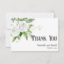 White Roses & Gipskraut Hochzeit Dankeschön Karte
