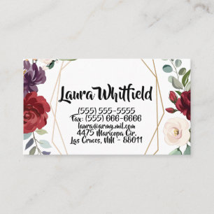 White Roses Gold Geometric Flo Visitenkarte