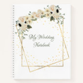 White Roses Gold Geometric Frame Planer Notebook Notizblock (Vorderseite)