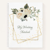 White Roses Gold Geometric Frame Planer Notizblock (Vorderseite)