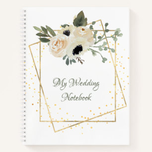 White Roses Gold Geometric Frame Planer Notizblock