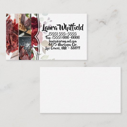 White Roses Gold Geometric Visitenkarte (Vorne/Hinten)