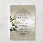 White Roses Gold Hearts Brautparty Einladung (Vorderseite)