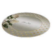 White Roses Gold Hearts Cutting Board Schneidebrett (Ecke)