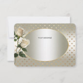 White Roses Gold Hearts Dankeschön Karte (Rückseite)