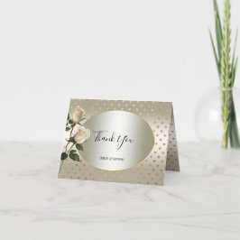 White Roses Gold Hearts Dankeschön Karte