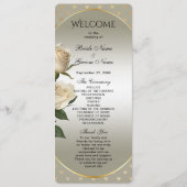 White Roses Gold Hearts Hochzeitsprogramm Programm (Vorderseite)