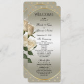 White Roses Gold Hearts Hochzeitsprogramm Programm (Vorne/Hinten)
