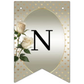 White Roses Gold Hearts Jagdflagge Wimpelkette (Dritte Fahne)