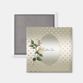 White Roses Gold Hearts Magnet (Vorderseite/Rückseite)