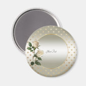 White Roses Gold Hearts Magnet (Vorderseite/Rückseite)