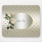 White Roses Gold Hearts Mousepad (Vorne)
