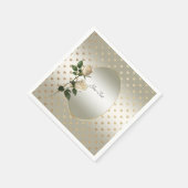 White Roses Gold Hearts Napkins Serviette (Ecke)