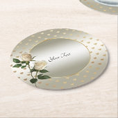 White Roses Gold Hearts Paper Untersetzer (Angewinkelt)