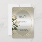 White Roses Gold Hearts RSVP Card Karte (Vorderseite)
