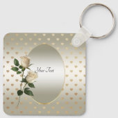 White Roses Gold Hearts Schlüsselanhänger (Rückseite)