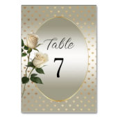 White Roses Gold Hearts Tischnummer (Rückseite)