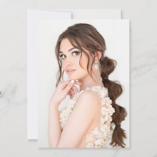 White Roses Gold String Light Star Quinceñera Einladung (Rückseite)