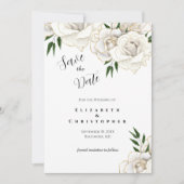 White Roses Gold Trim Elegante Hochzeit Save The Date (Vorderseite)