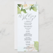 White Roses Green Blätter Blue Wedding Program (Rückseite)