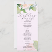 White Roses Green Blätter Pink Wedding Program (Rückseite)