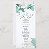 White Roses Green Blätter White Wedding Programm (Rückseite)