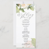 White Roses Green Blätter White Wedding Programm (Rückseite)