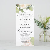 White Roses Green Blätter White Wedding Programm (Stehend Vorderseite)