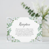 White Roses Greenerage Foliage Wedding Begleitkarte (Stehend Vorderseite)