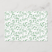 White Roses Greenerage Foliage Wedding Begleitkarte (Rückseite)