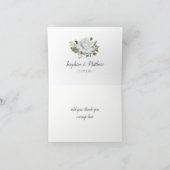 White Roses Greenerage Foliage Wedding Dankeskarte (Innenseite)