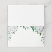 White Roses Greenerage Foliage Wedding Platzkarte (Außenseite Aufgefaltet)