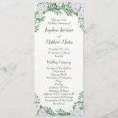 White Roses Greenerage Foliage Wedding Programm (Vorderseite)