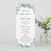 White Roses Greenerage Foliage Wedding Programm (Stehend Vorderseite)