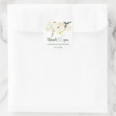 White Roses Greenerage Foliage Wedding Quadratischer Aufkleber (Tasche)
