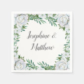 White Roses Greenerage Foliage Wedding Serviette (Vorderseite)