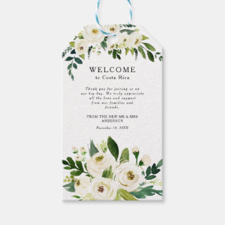 White Roses Greenerity Wedding Begrüßungstablett Geschenkanhänger