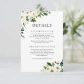 White Roses Greenerity Wedding Details Card Begleitkarte (Stehend Vorderseite)