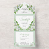 White Roses | Greenery Boho Floral Wedding All In One Einladung (Innen Boden)