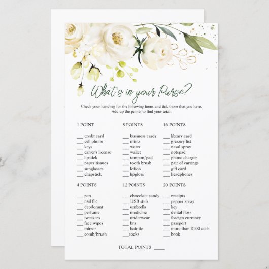 White Roses Greenery Bridal Was ist in Ihrer Geldb (Vorne/Hinten)