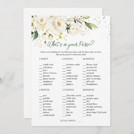 White Roses Greenery Bridal Was ist in Ihrer Geldb Einladung (Vorne/Hinten)