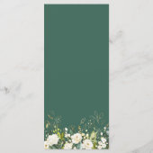 White Roses Greenery Gold Floral Wedding Menükarte (Rückseite)